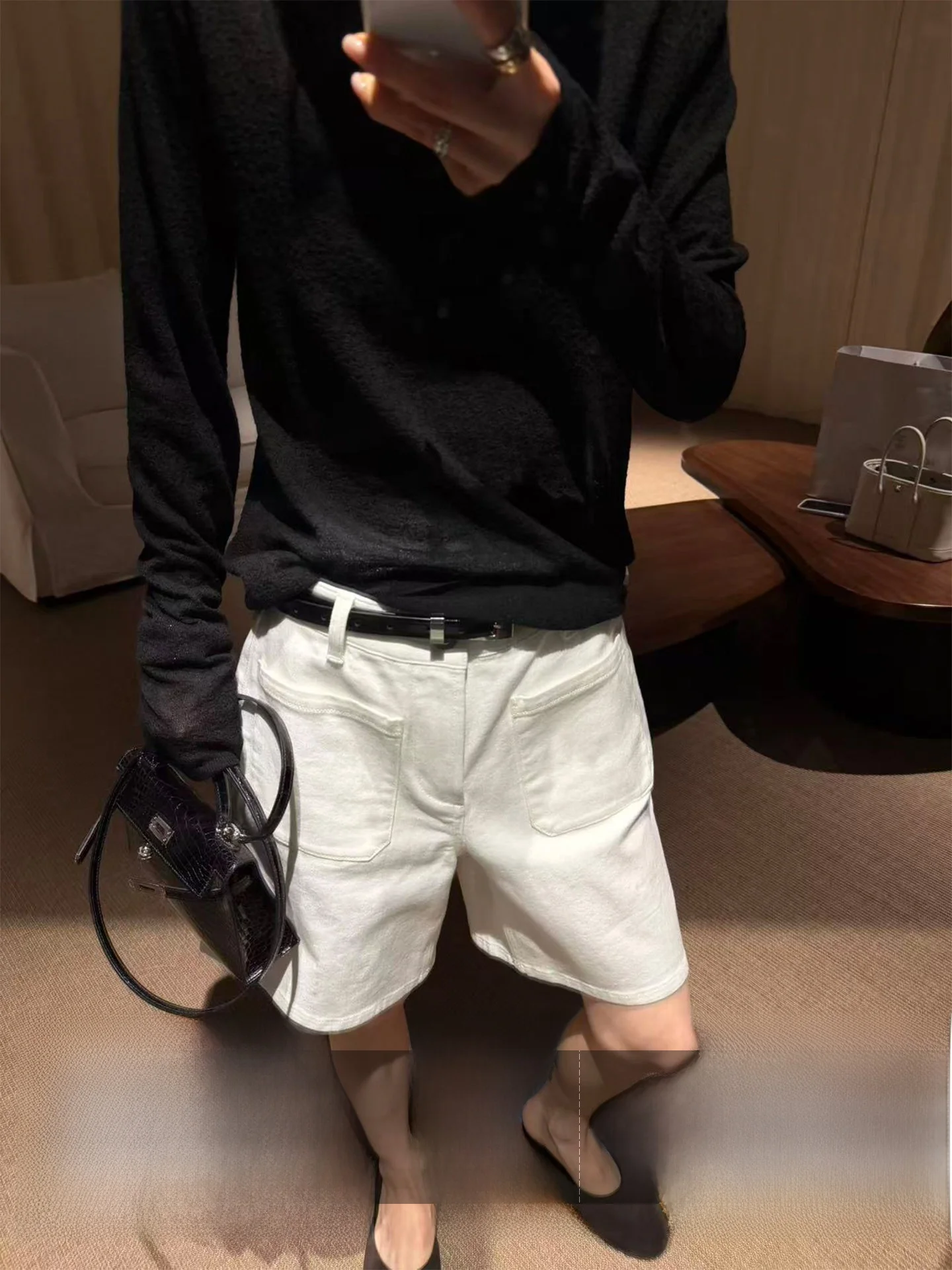 

Джинсовые шорты Ayuko с высокой талией, облегающие, эластичные, синие, из японского денима, весенние, женские, стандартный крой, с карманами