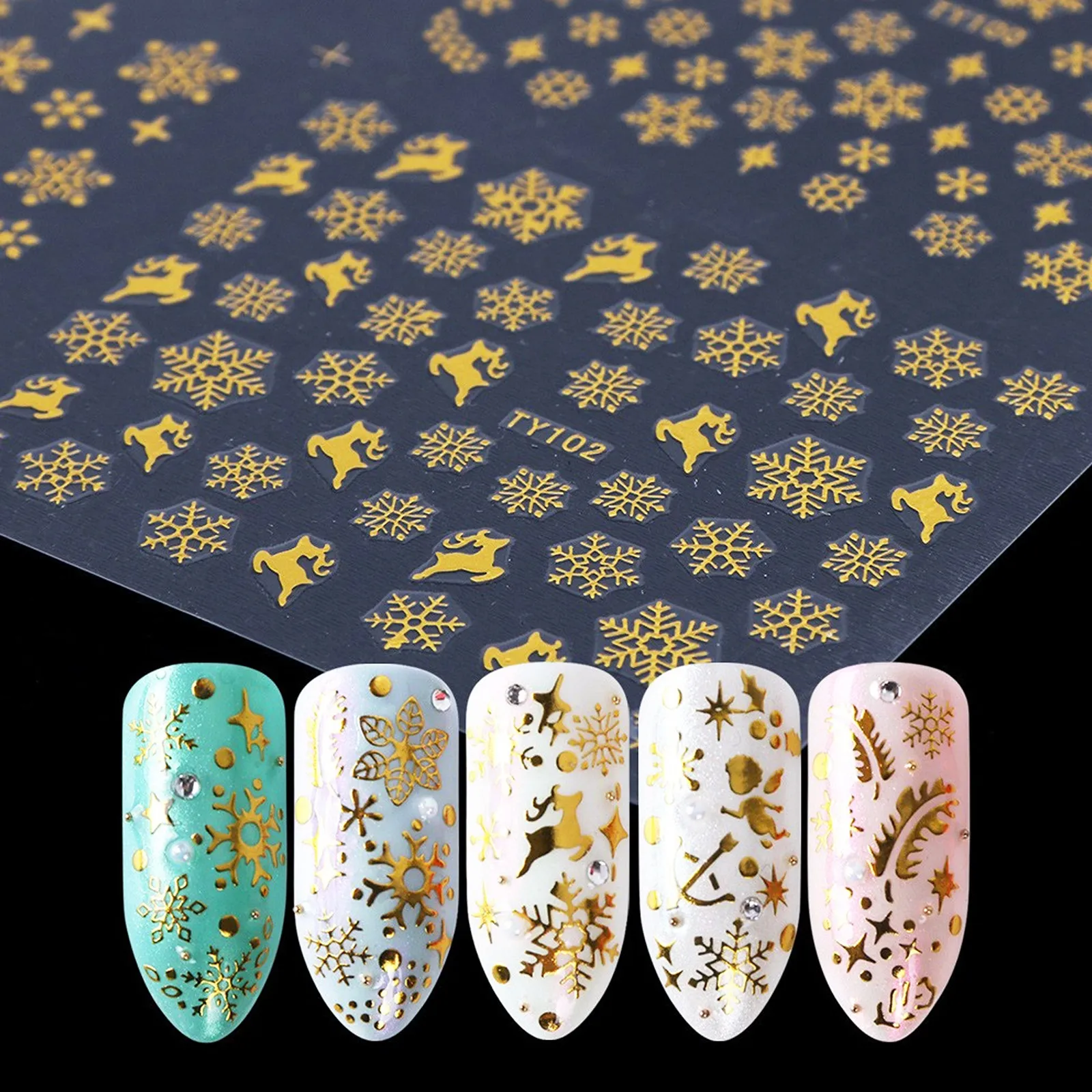 

Набор из 3 наклеек для ногтей: Рождественский декор, золото и серебро, прочные, с разнообразными узорами, для дома и салона