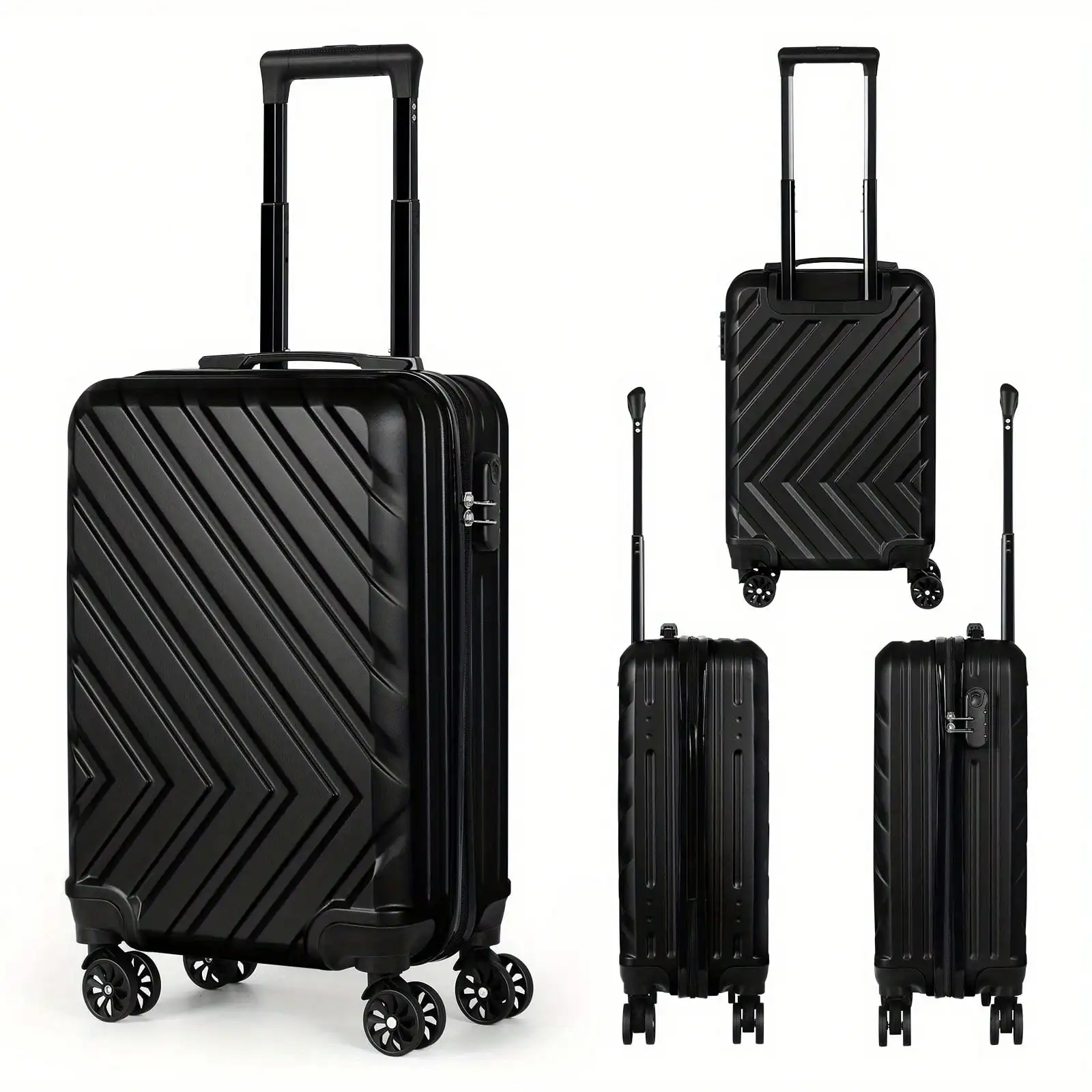 ABS Trolley Luggage 20 Inch. Black Family Suitcase. Spinner Wheels And Customs Lock. Suitable For Business Travel. Traveling. Trolley Suitcase Traveling Bags Suitcase Clothes Storage Cruise Essentials Travel Essentials Vacation Vacation Essentials