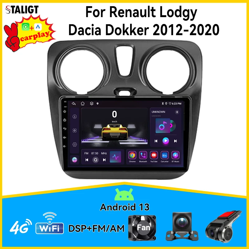 

2Din Android Carplay Android Auto Wireless Multimedia Player Auto For Renault Lodgy Dacia Dokker 2012-2020 Autoradio FM AM Radio