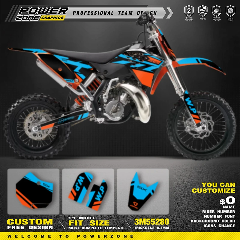

PowerZone Custom Team Graphics Backgrounds Decals For 3M Stickers Kit For KTM SX65 2009 2010 2011 2012 2013 2015 SX65cc 07