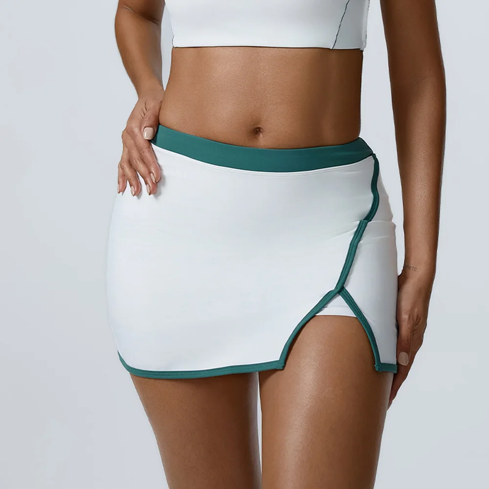 Women's Color Blocking Sports Short Skirt Yoga Short Skirt Tight Fitting Splicing Quick Drying Running Fitness Yoga Tennis Skirt