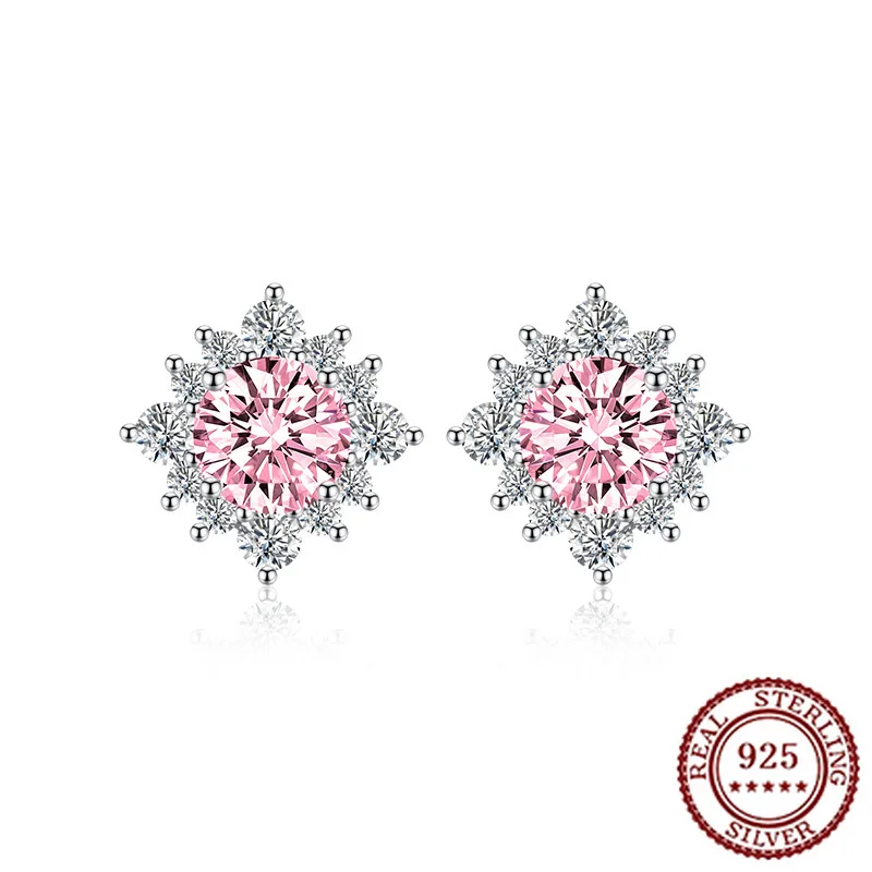 

Стерлингового Серебра 925, новый продукт, подсолнух, женская мода, новый предмет, красочные ювелирные серьги с желтым бриллиантом и розовым бриллиантом