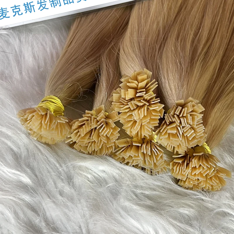 Straight Human Hair Flat Tip Extension By Fusion Keratin Capsules 0.8g/ 1g/Strand 50pcs Natural Hair Extension Ombre Blond Color