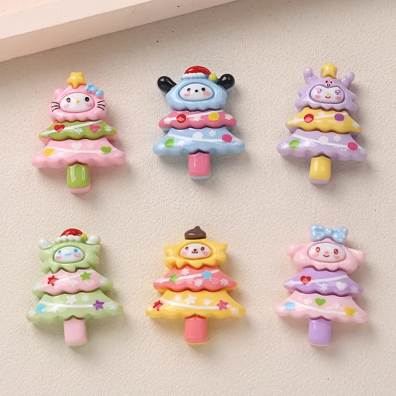 5pcs Cartoon DIY resin accessories Christmas tree sanrio cream glue handmade hairpin mobile phone case shoe buckle accessories