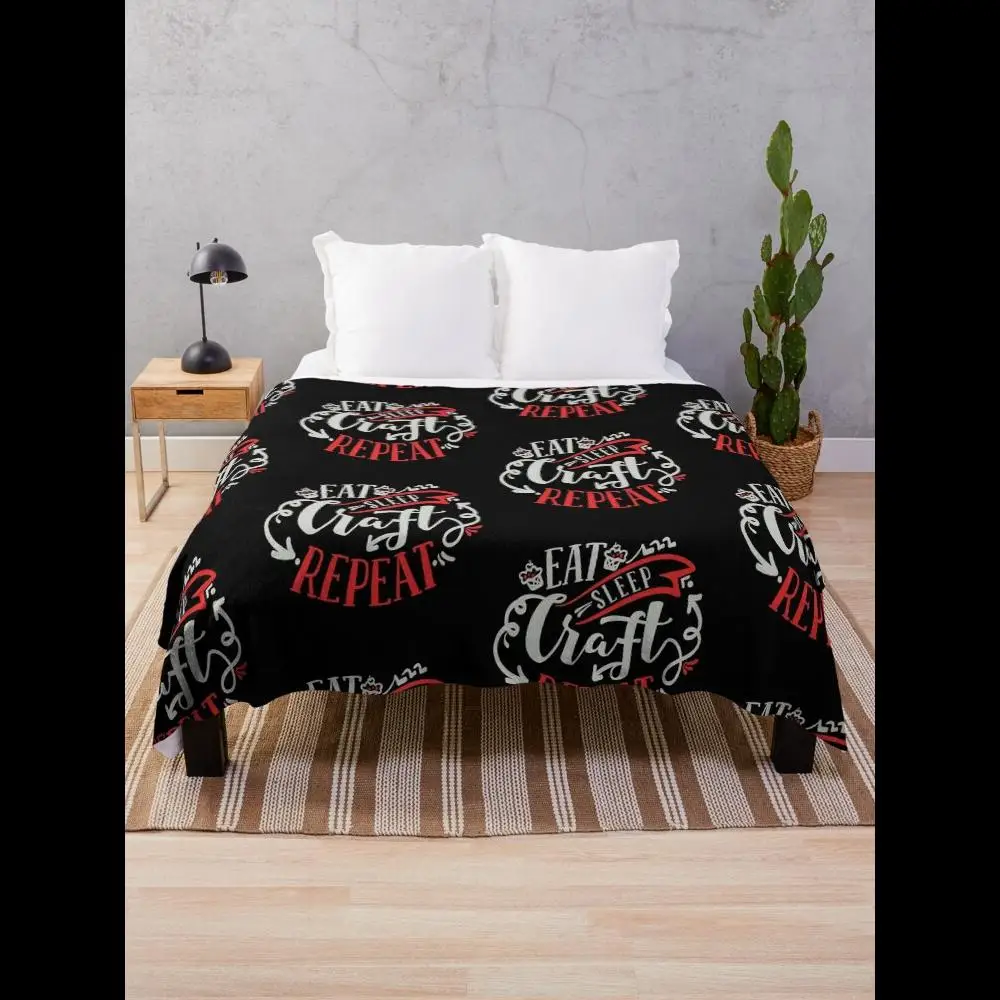 

Повторяющееся одеяло Eat Sleep Craft, мягкий уютный домашний текстиль для любителей расслабления и рукоделия