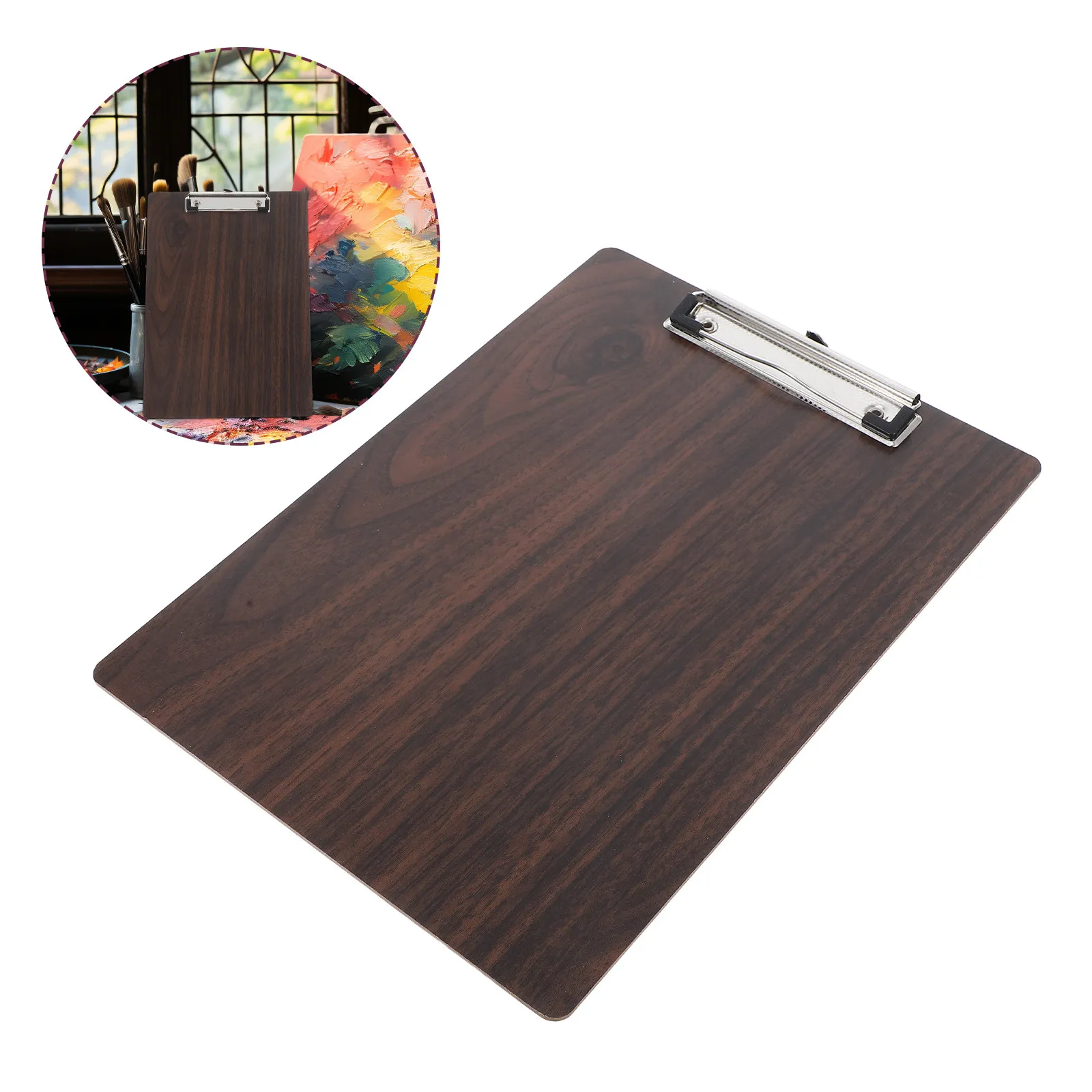 

Wood Clipboard A3 Portable Drawing Board for Artists Students Sketching Writing Sturdy Walnut Craft Surface with Metal Clip and
