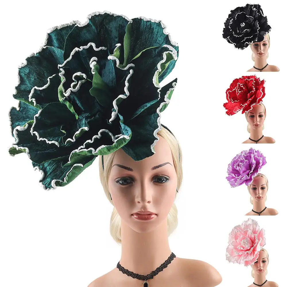

Elegant Large Flower Fascinator Exaggerated Oversized Hair Accessory Bold Floral Headband and Clip for Women