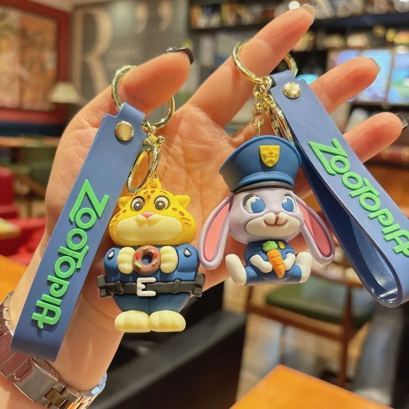 

New Anime Zootopia Creative Cartoon Keychain Cute Judy Nick PVC Doll Car Pendant Keychain Men and Women Bag Small Pendant Gift