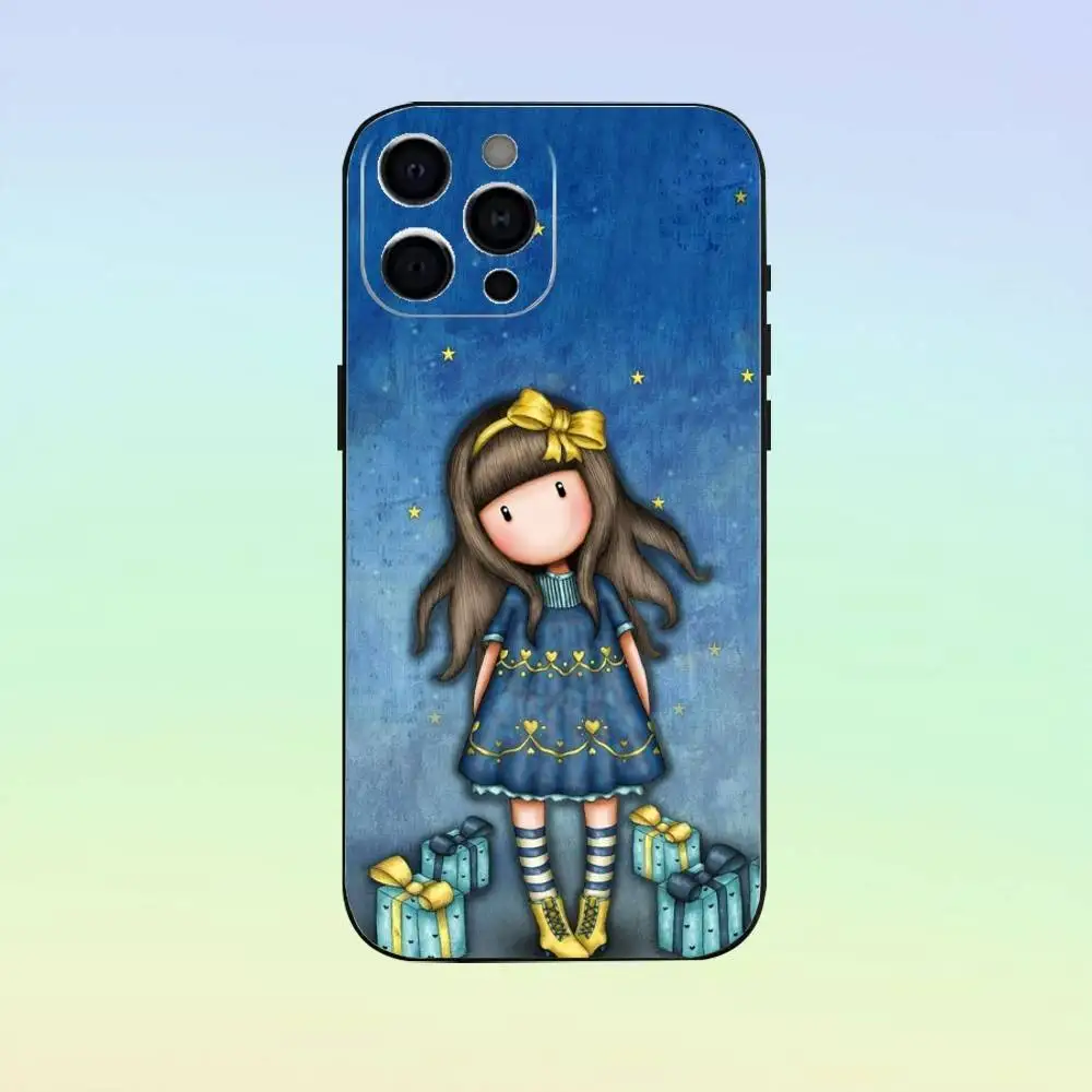 Simpatica custodia per telefono S-Santoro G-Gorjuss per iPhone 17, 16,15,14,13,12,11, altre cover nera in morbido silicone