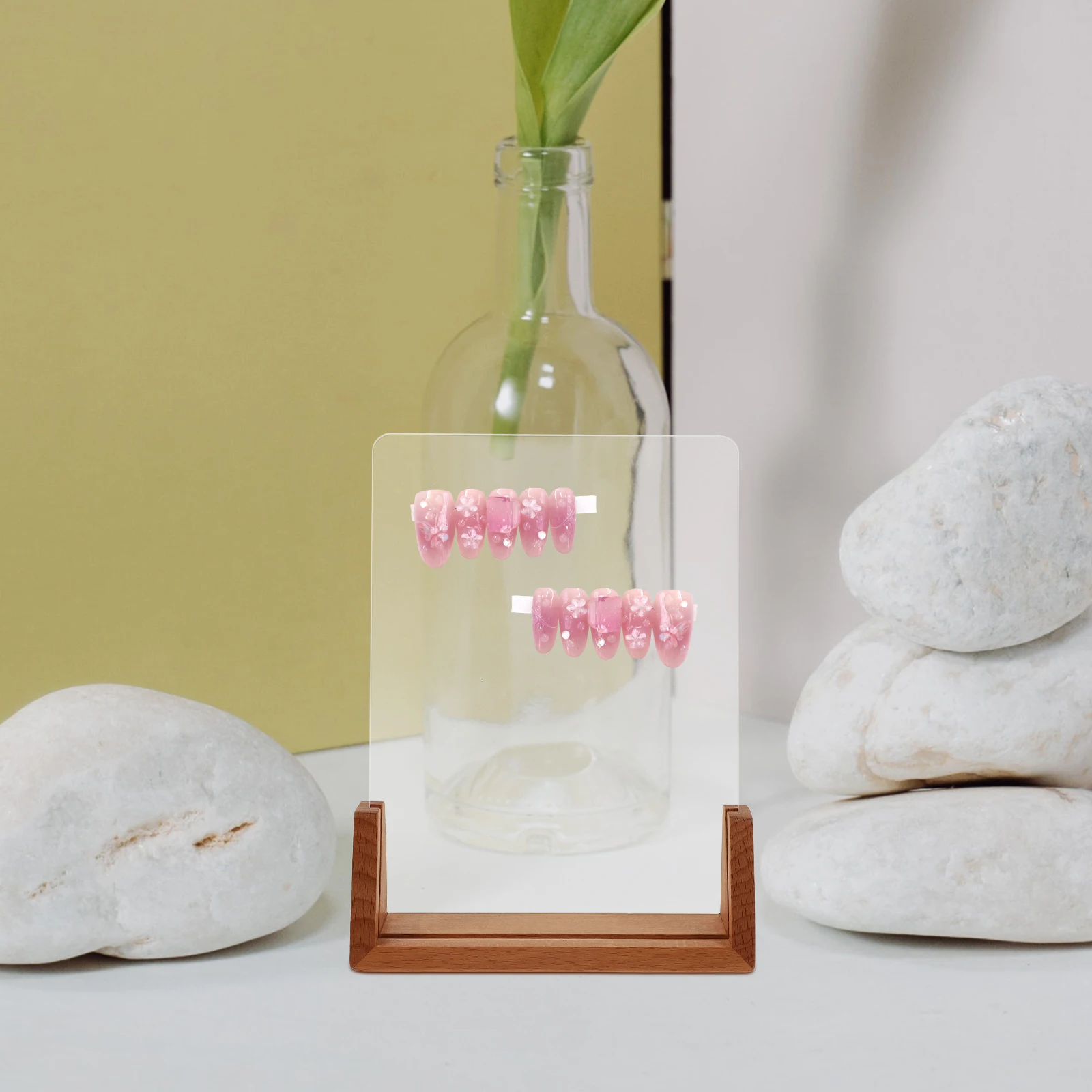 

Multifunctional Art Display Board Acrylic False Nail Stand Durable Sturdy Easy Install Manicure Tools Nail Practice Rack Press