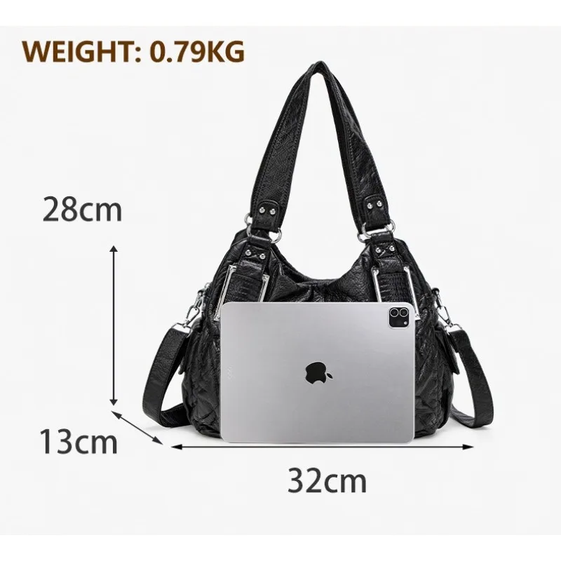 حقيبة نسائية عصرية Y2K Hot Girl للدراجات النارية بنمط ليتشي قديم متعددة الجيوب حقيبة كتف عبر الجسم