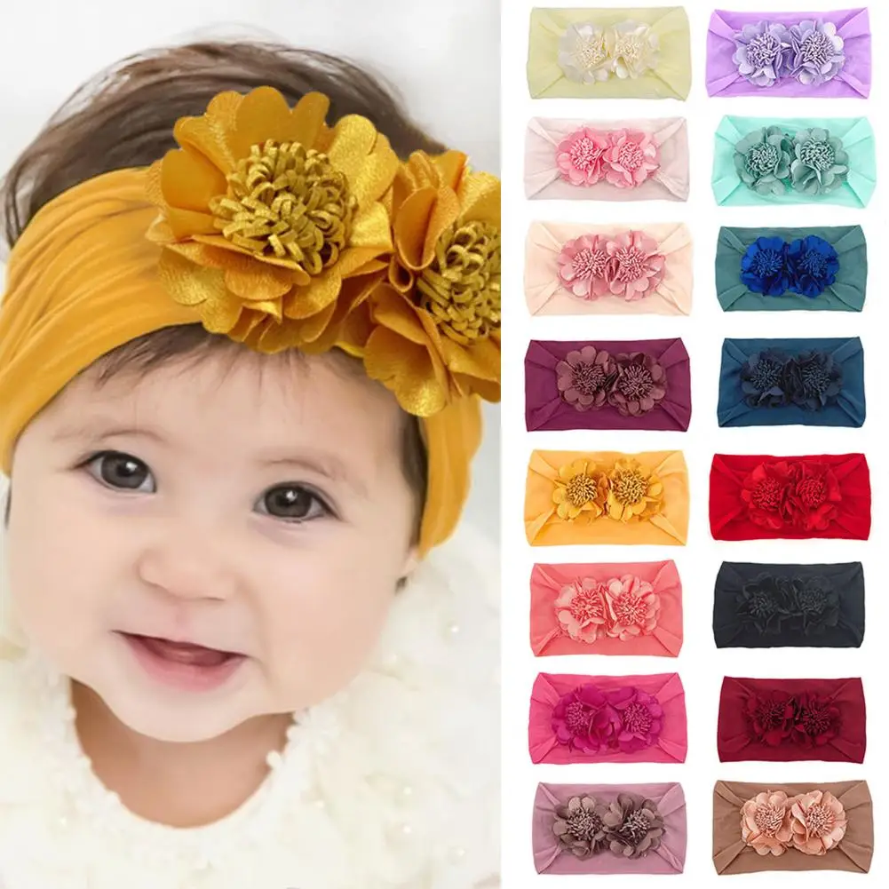 Baby Flower Hairband Broadside Headband Two Big Flowers  Newborn Bandana Toddler Head Wrap Band  Baby Boys Girls Infant Headband