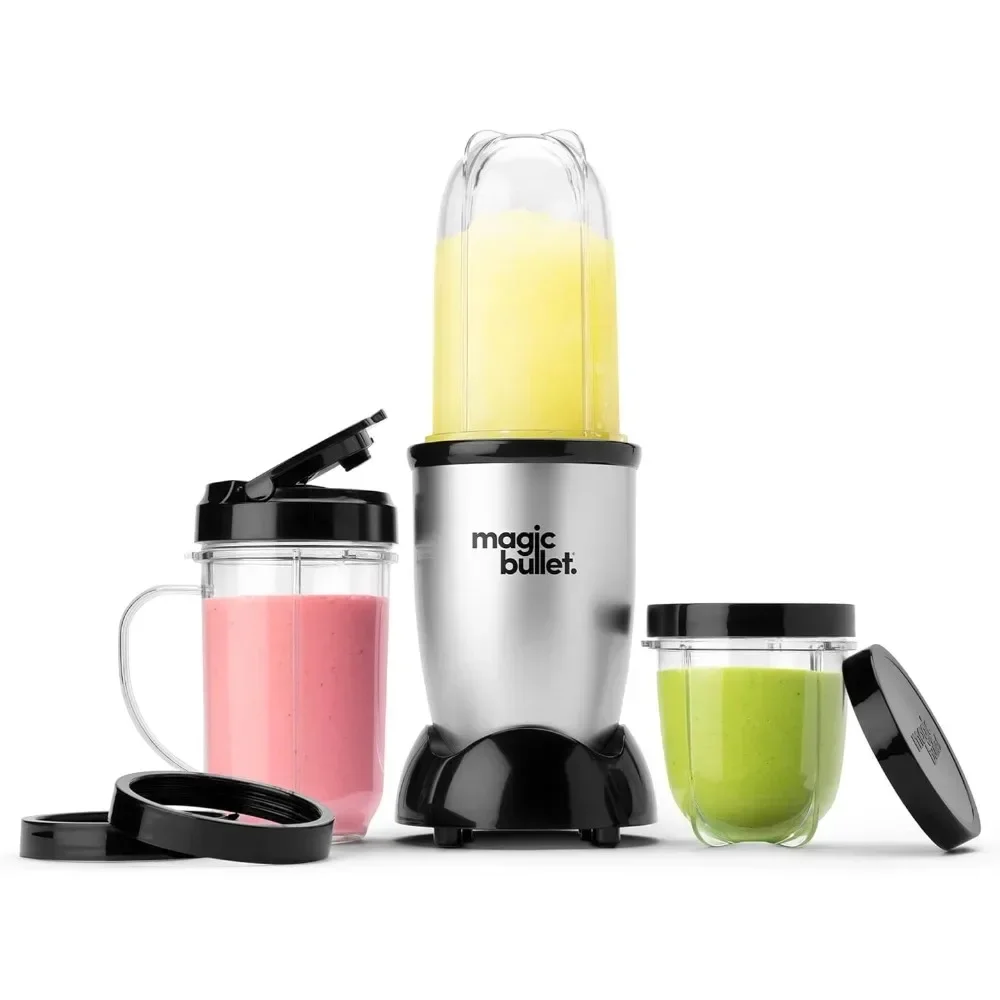 Frullatore Magic Bullet, piccolo, argento, set da 11 pezzi, frullatore portatile spremiagrumi erba di grano