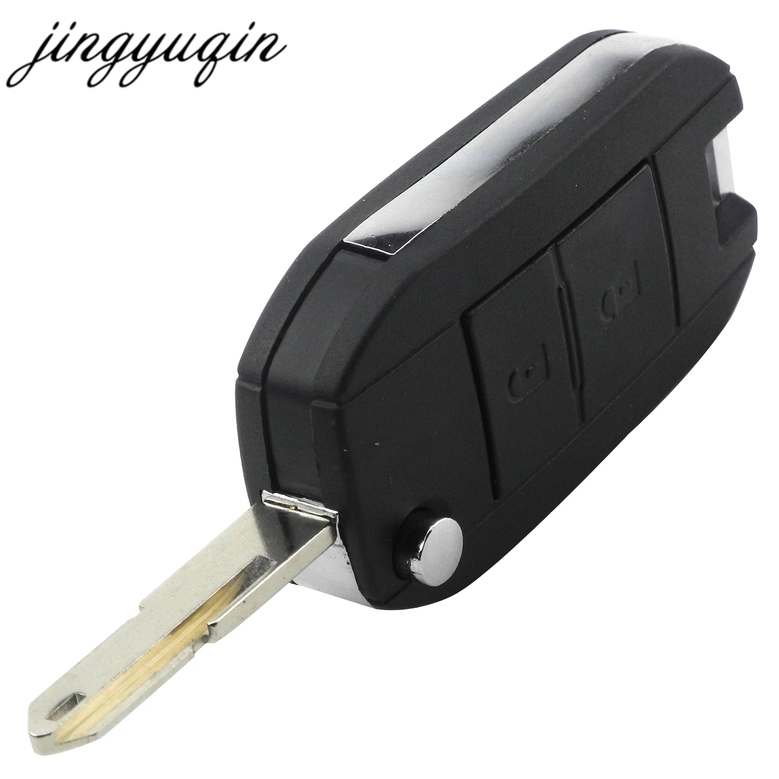 jingyuqin Modified Flip Folding Car Key Fob Shell For Peugeot 206 207 Remote 2 Button Key Case