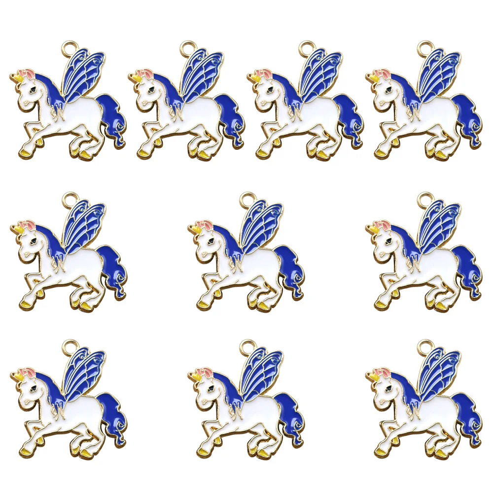 10 Pcs Unicorn Necklace Fashion Pendant Jewelry Making Pendants Alloy Charm Charms