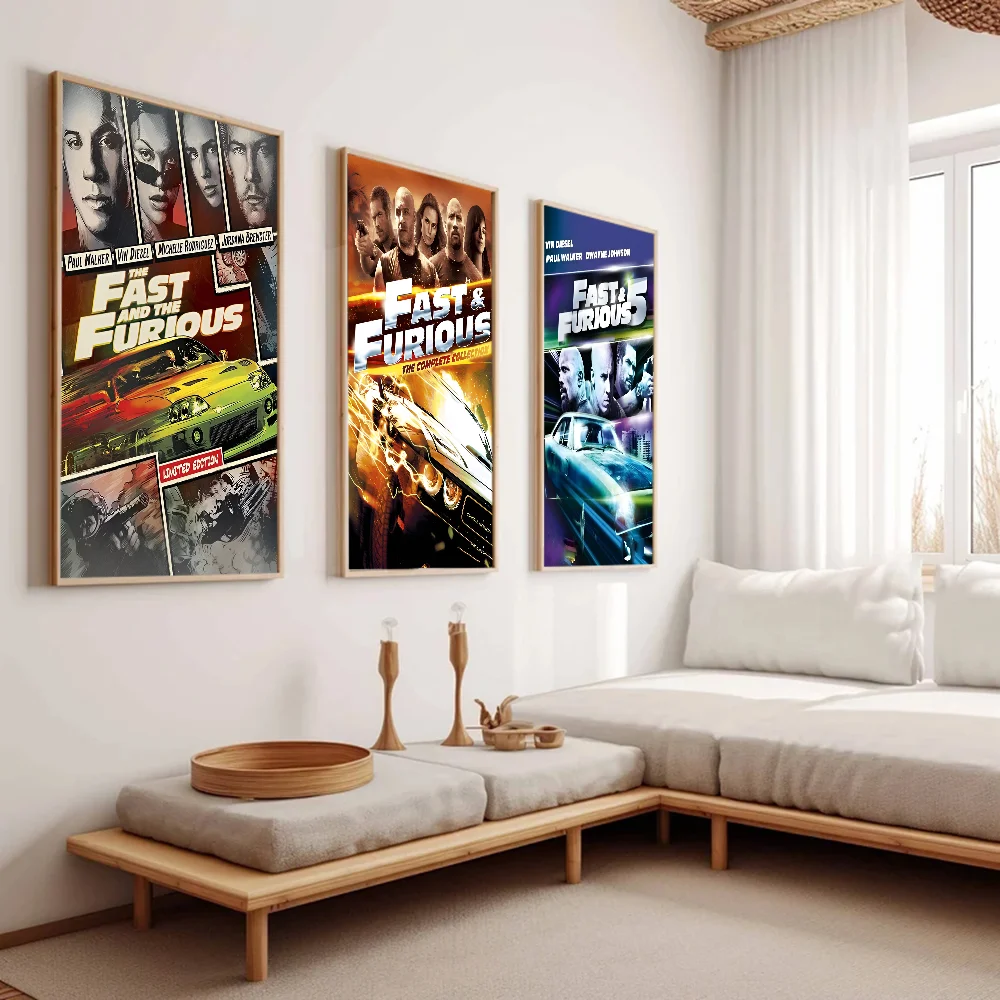 Fast and Furious Classic Vintage Vintage Posters Sticky Retro Kraft Paper Sticker DIY Room Bar Cafe Kawaii Room Decor