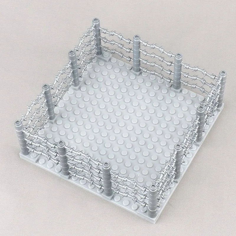 MOC Baustein-Set mit Stacheldrahtzaun, Gefängnisanlage, WWII-Minifiguren-Zubehör, Szenenmodell, Dekoratives Spielzeug-Geschenk