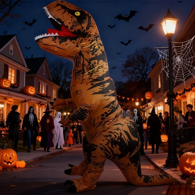 زي تيرانوصور ريكس القابل للنفخ بدلة تنكري على شكل ديناصور مبتكرة لحفلات عيد الميلاد وحفلات الكرنفال والعطلات #4