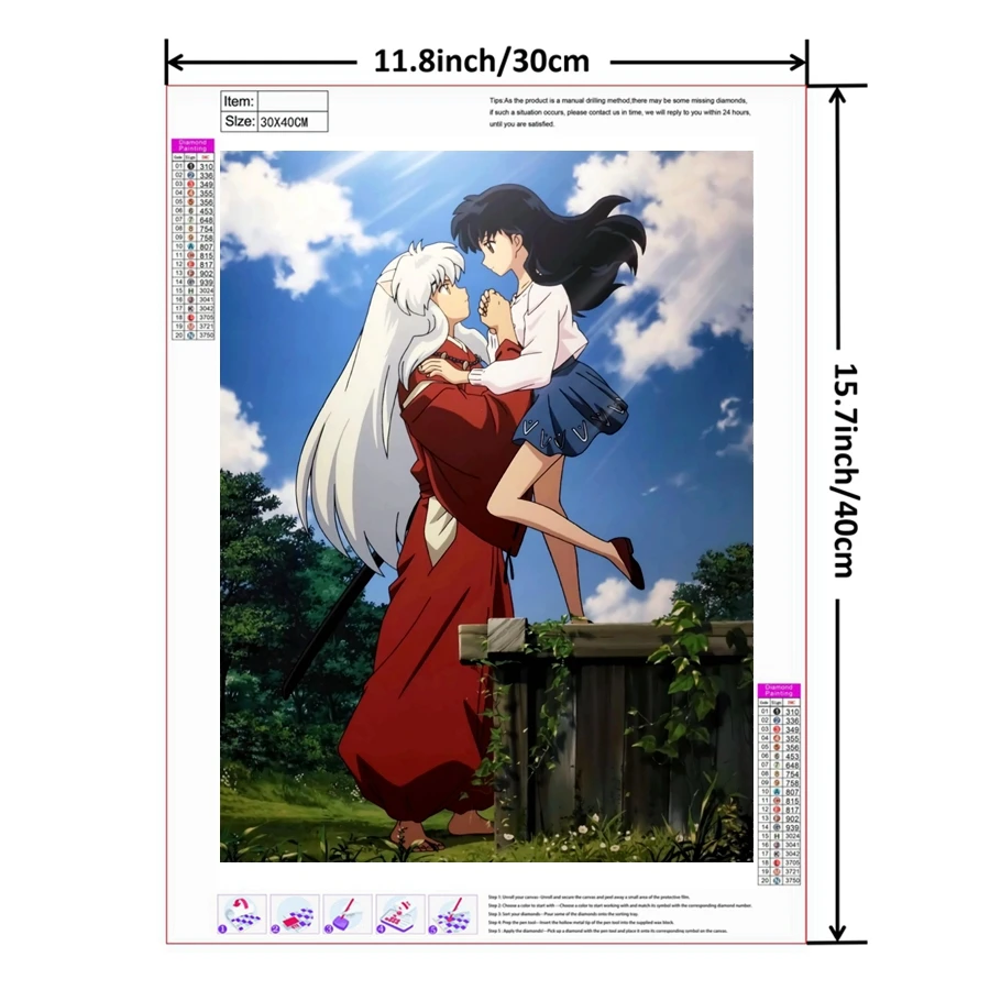 Anime Inuyasha 5d Diamond Painting Rhinestone Art Sesshōmaru Kikyo Japanese Cartoon Mosaic Cross Stitch Handmade Gift Home Decor