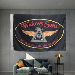 Widows Sons Masons Union Masonic Flag Polyester Shaft Cover Brass Grommets Design Outdoor Advertising Banner Decoration Party