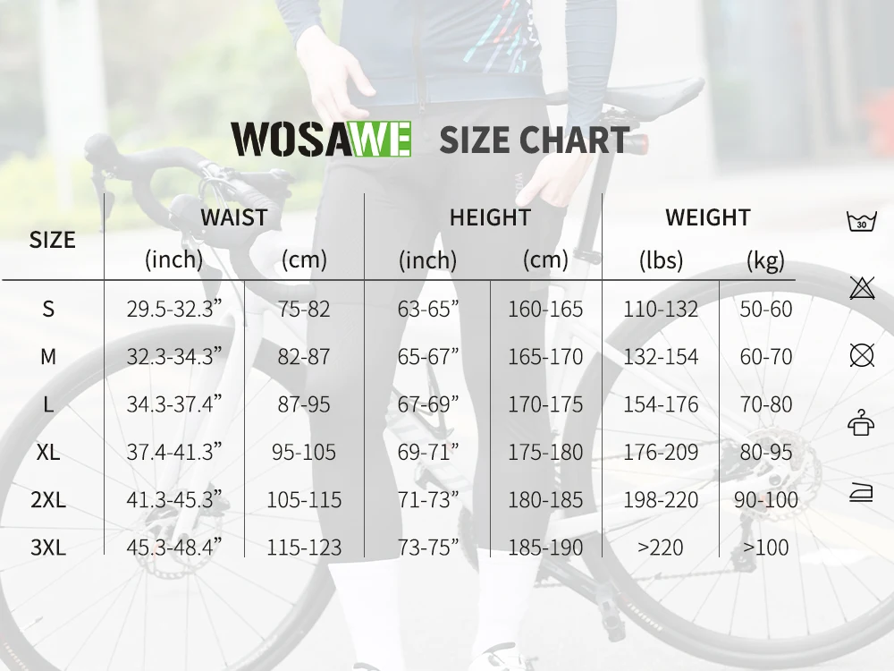 WOSAWE Summer Cycling Pants Men Road Bike Long Pants Cool Breathable Long Pants Quick Dry MTB Bike Tights Trousers