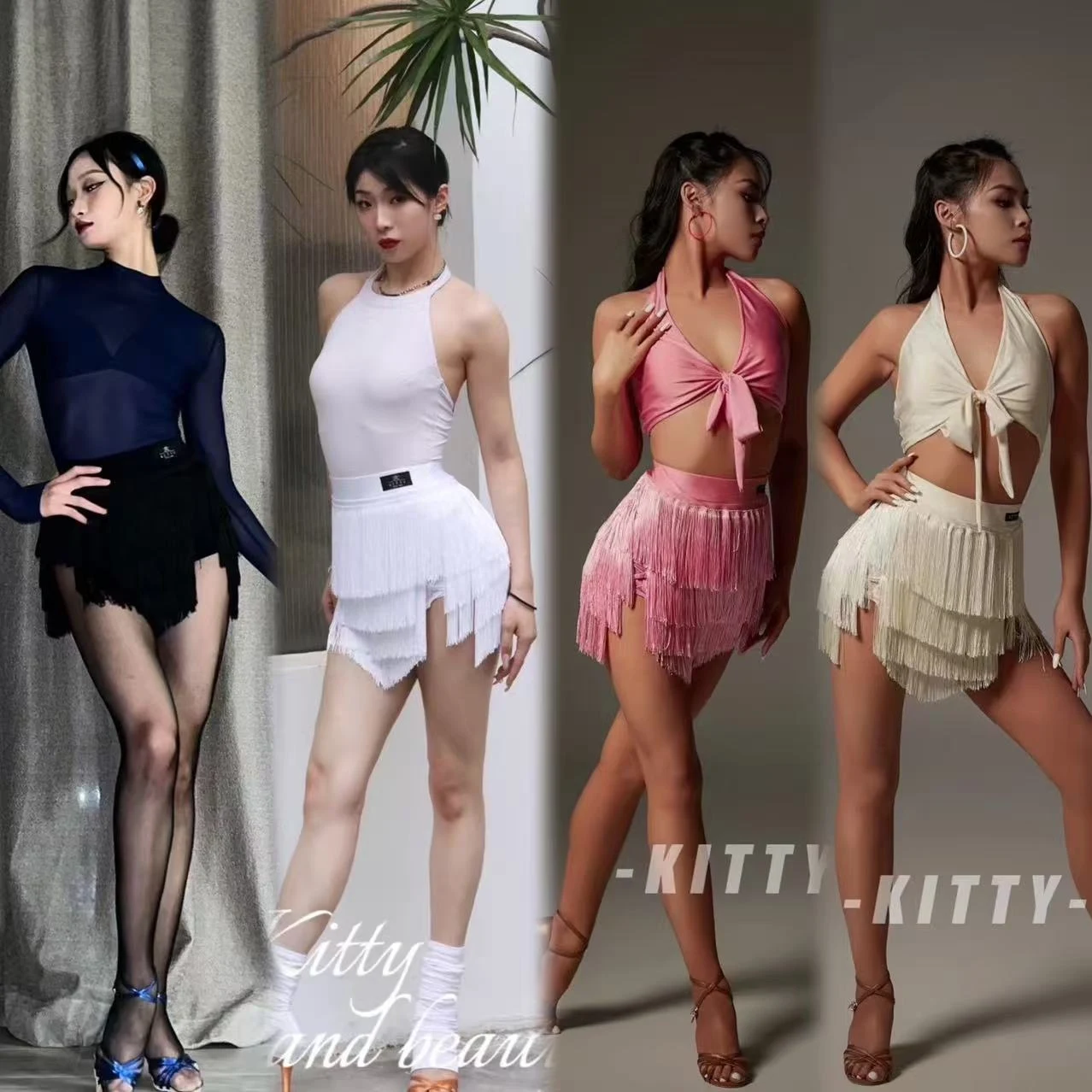 2025 danse latine frange jupe vêtements d'entraînement multicolore glands jupe Costume Chacha Samba danse pratique porter DQL11446