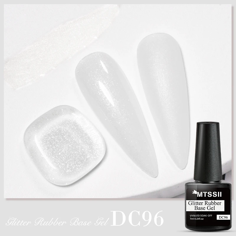 7ml Glitter Rubber Base Gel Nail Polish Milky White Glitter Semi Permant Varnishes Soak Off UV LED Nail Art Self-leveling Gel