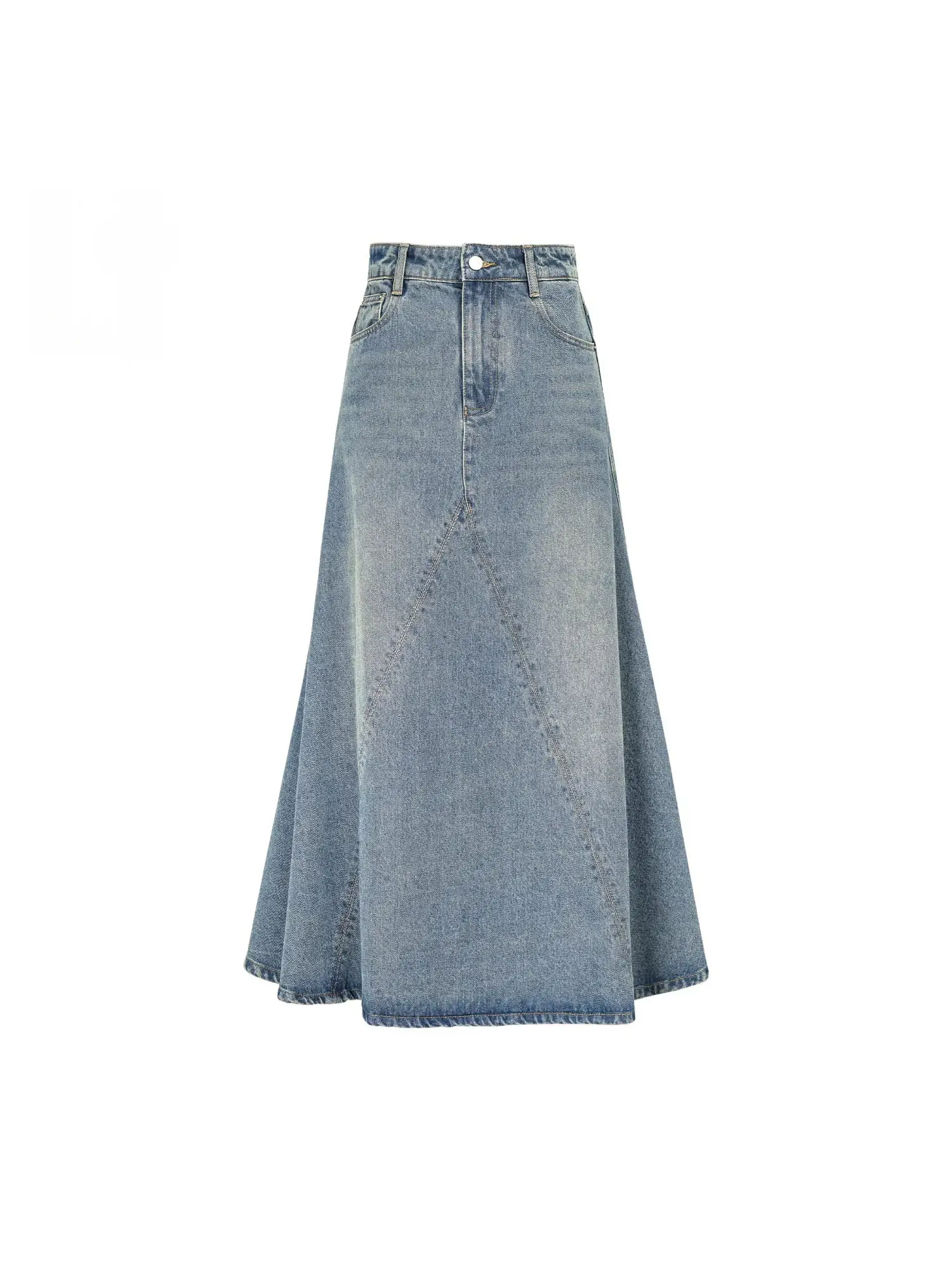 Saia Jeans Feminina Forever 21 Nova Coleção Verão, Cintura Alta, Modelo Evasê, Solta, Efeito Emagrecedor, Vintage, Compriment...