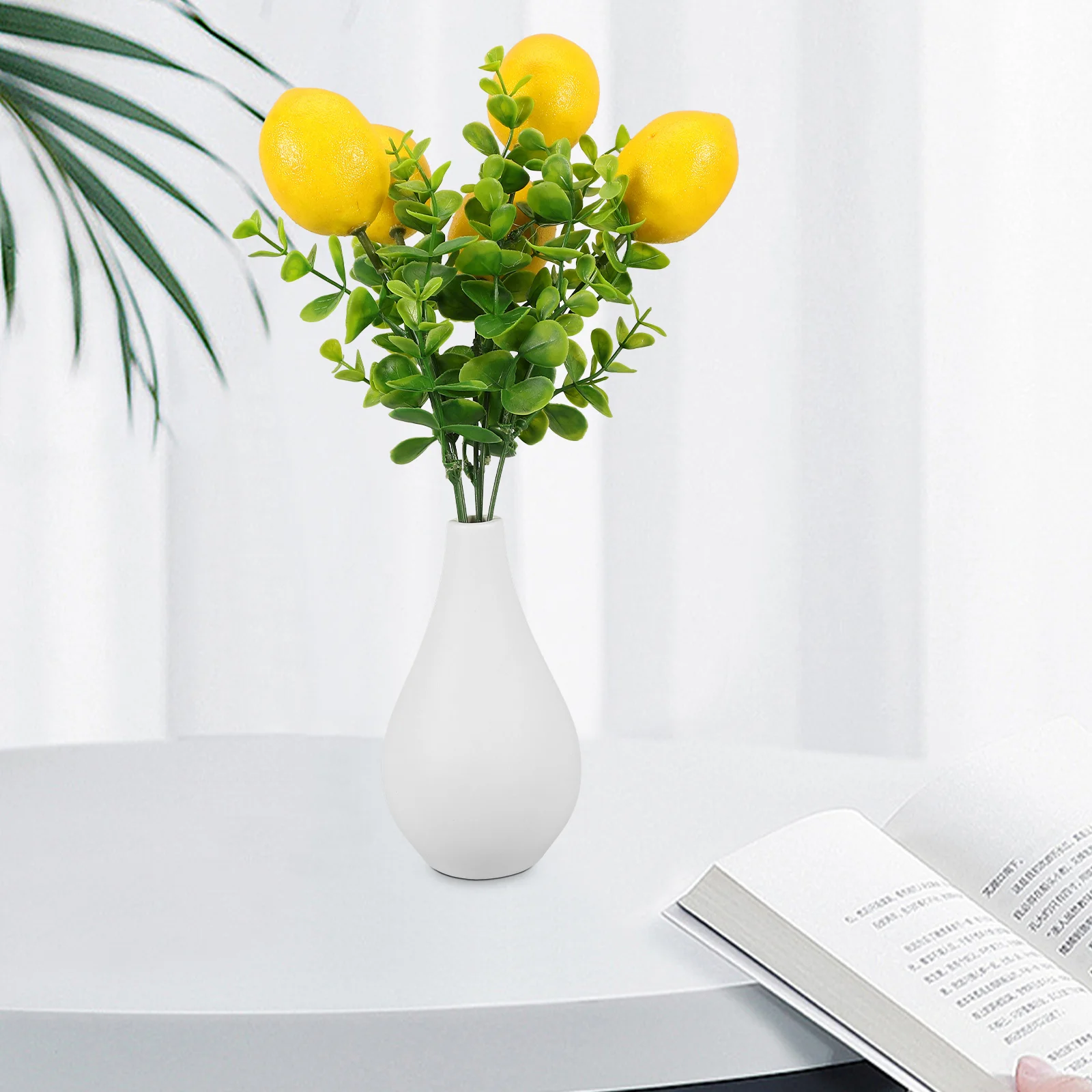 

Artificial Lemon Branch Summer Party Decoration Fake Lemon Stem for Vase Table Centerpiece Faux Fruit Branch Bouquet Decor