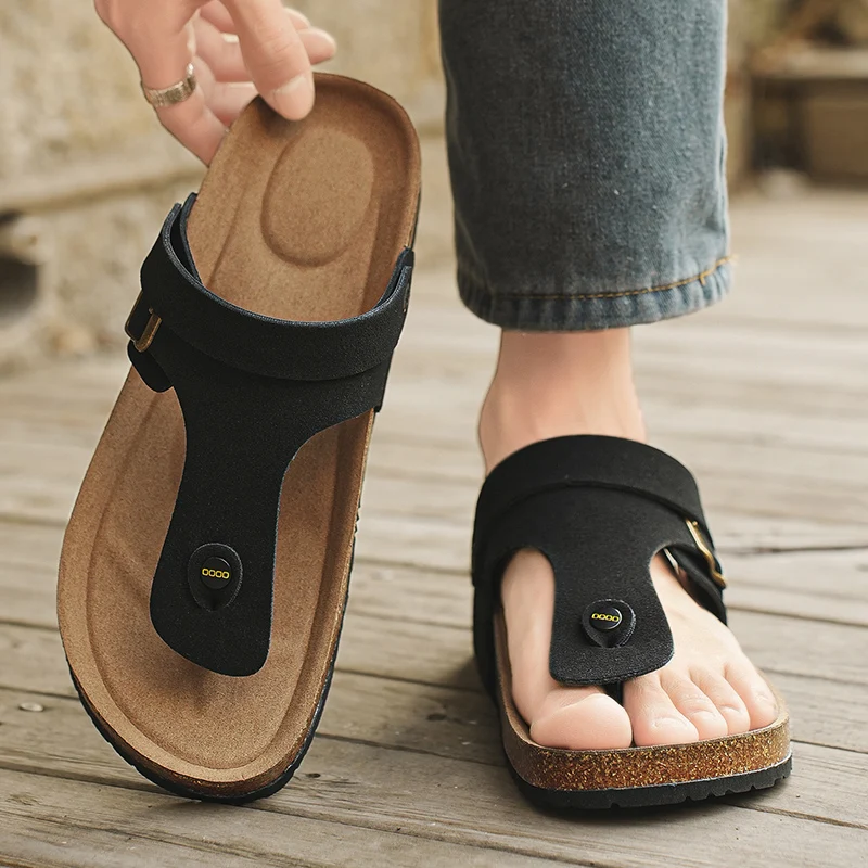 

Men's Women's Cork Flip Flops Soft Cork Flat Sandals Summer Fashion Beach Flip Flops Unisex Comfort House Thong Slide Sandals