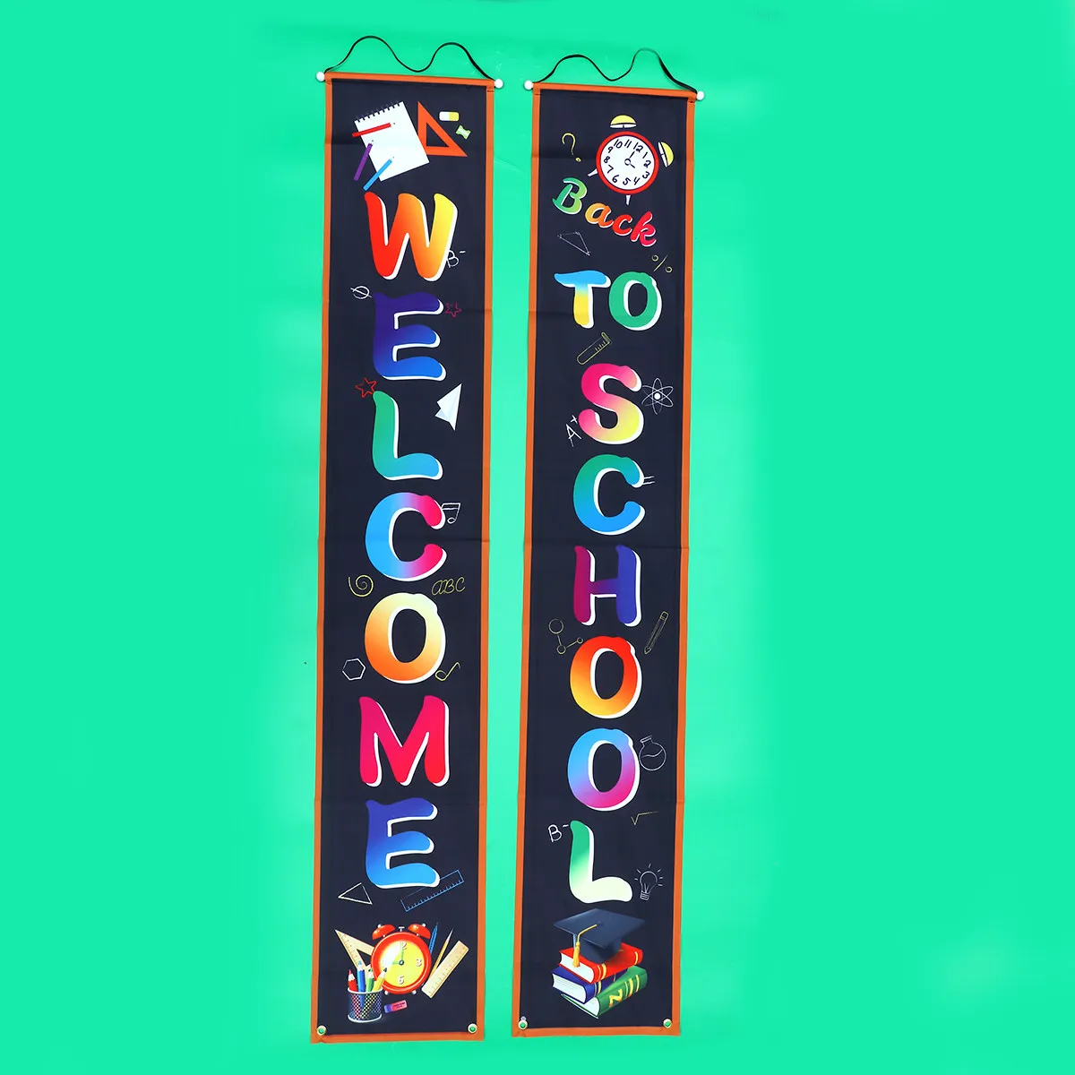 1Pair Welcome Couplet Back to School Banner Oxford Cloth Door Wall Hanging Sign Party Classroom Decoration Welcome Couplet