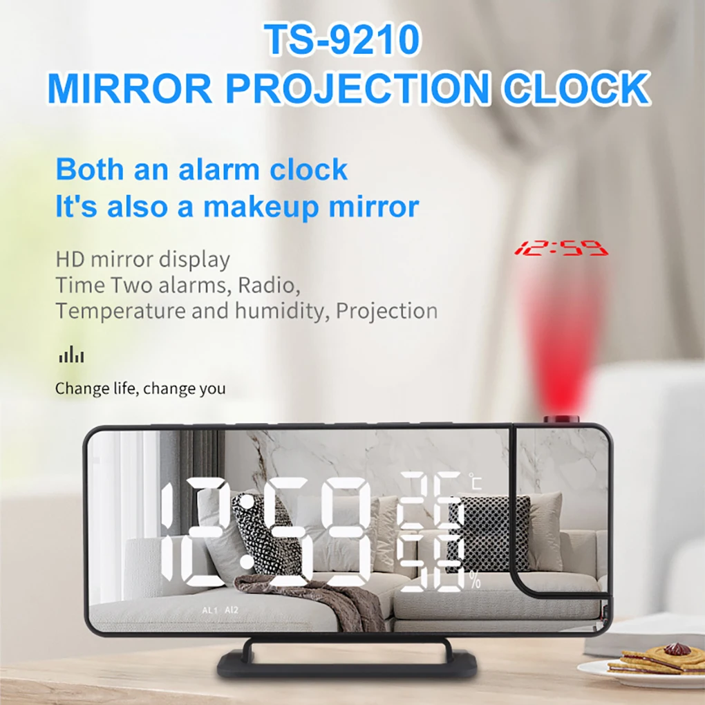 LED Screen Intelligent Alarm One-sided Rectangular USB Output Projecting Temperature Meter Luminous Electronic Clock