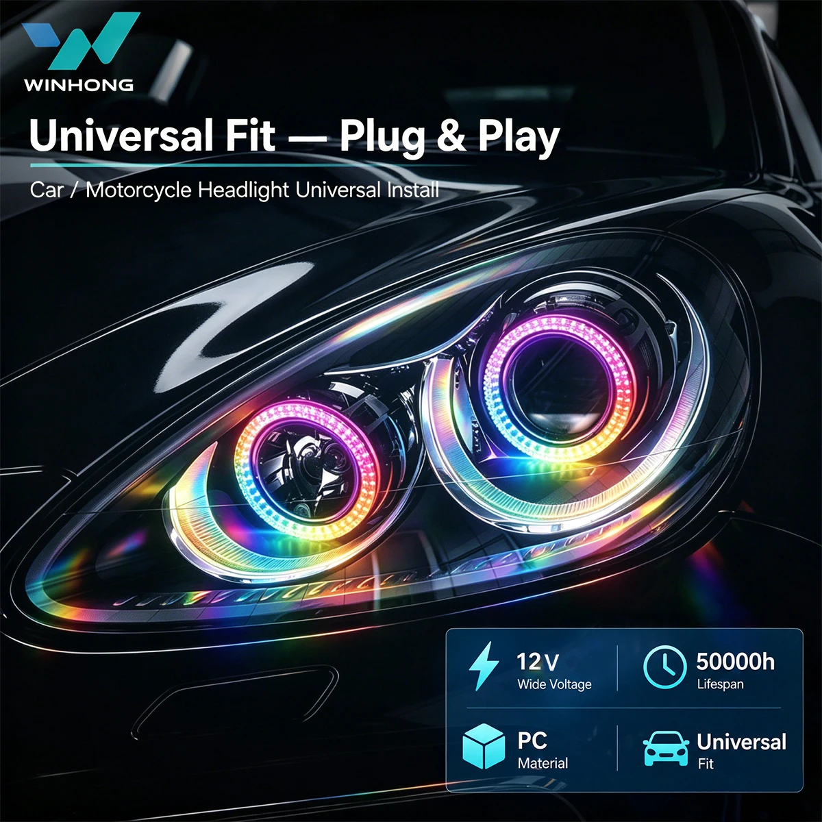 Anelli Halo RGB in Cristallo d - Universal Motorcycle Led Headlight Projector recensione e prezzo