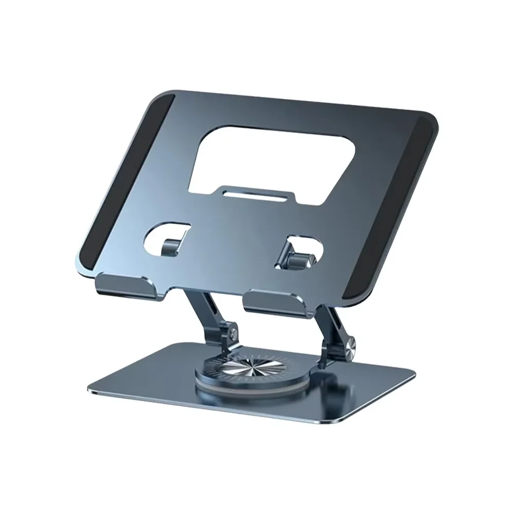 Universeller Laptop-Ständer mit 360°-Drehfunktion °   Drehbare Basis, höhenverstellbar, mehrere Winkel, faltbar, montiertes Lese-Bücherregal, grau, einfach zu bedienen