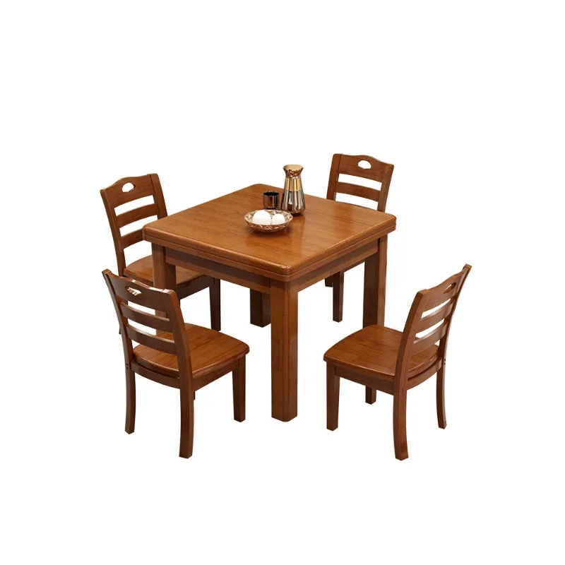 

All solid wood dining table and chair combination, household small apartment square table