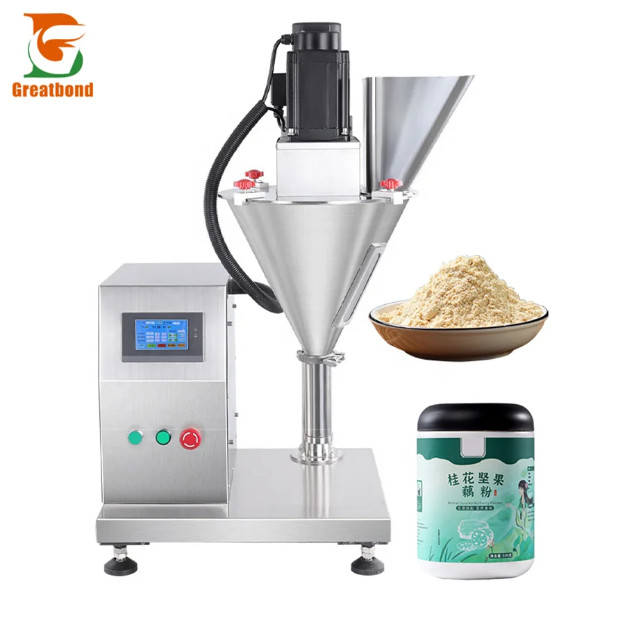 

China Manufacturer Semi-Auto Small Powder Packing Curry Masala Cosmetic Wheat Flour Weighing Quantitative Screw Filling Machine