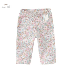 Dave Bella Summer Baby Girls Seven-Point Pants Floral Breathable children Pants Soft Cotton Kid Pants DB2240575