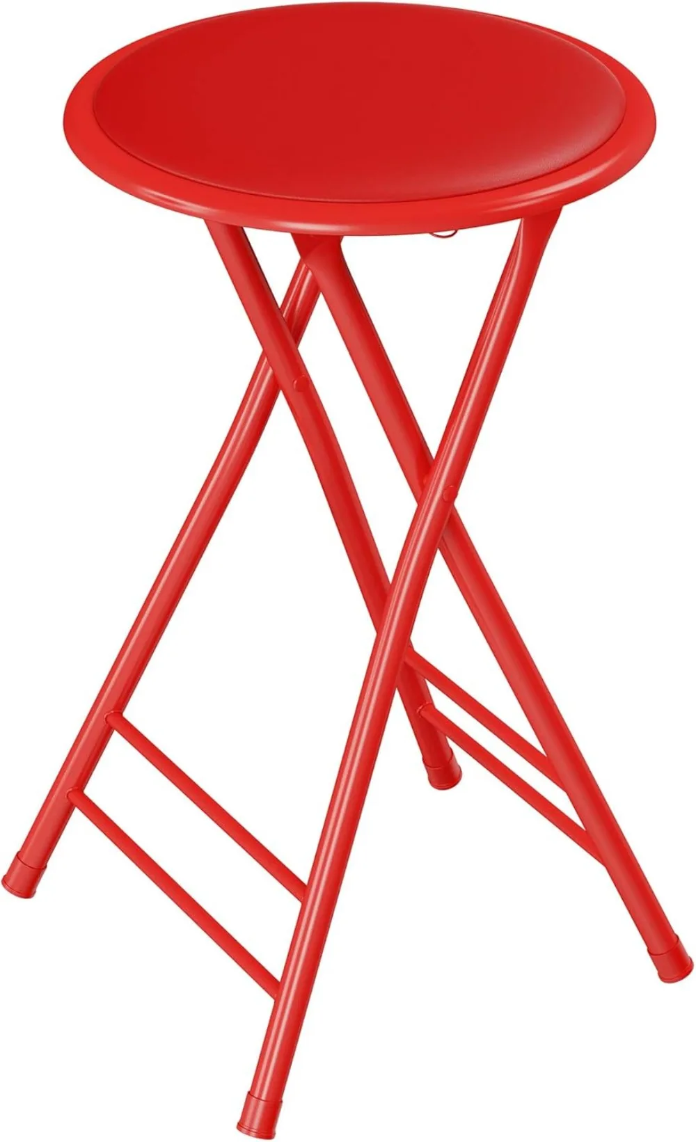 Folding Stool - Backless 24-Inch Stool with 225lb Capacity for Kitchen or Rec Room - Portable Indoor Counter Bar Stools by(Red)