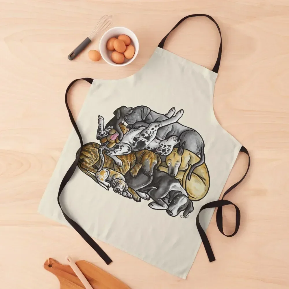 

Sleeping pile of Great Danes Apron Women's For Nail Stylist Household Items Kitchen Women Apron