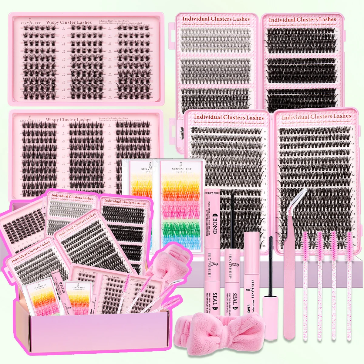 لتقوم بها بنفسك مجموعات الرموش عدة أنماط مختلطة رمش تمديد مجموعة كاملة رموش فردية مع لاش السندات وختم الملقط أداة ماكياج