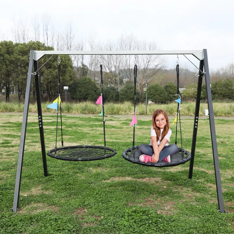 Galvanized Steel Metal Garden Amusement Equipment Toy Swing Set