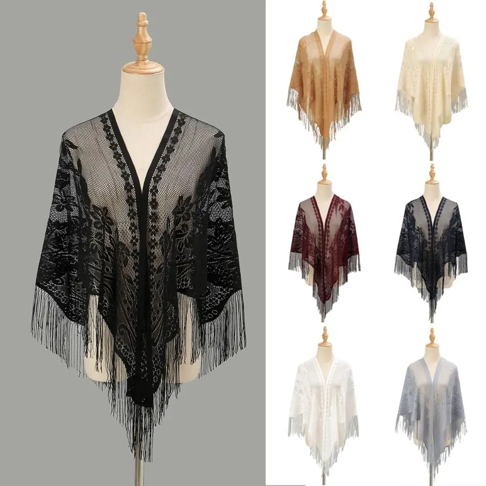 Cloak With Tassel Women Shawl Hollow Multicolored Evening Prom Cape Wedding Bridal Shawl Cosplay
