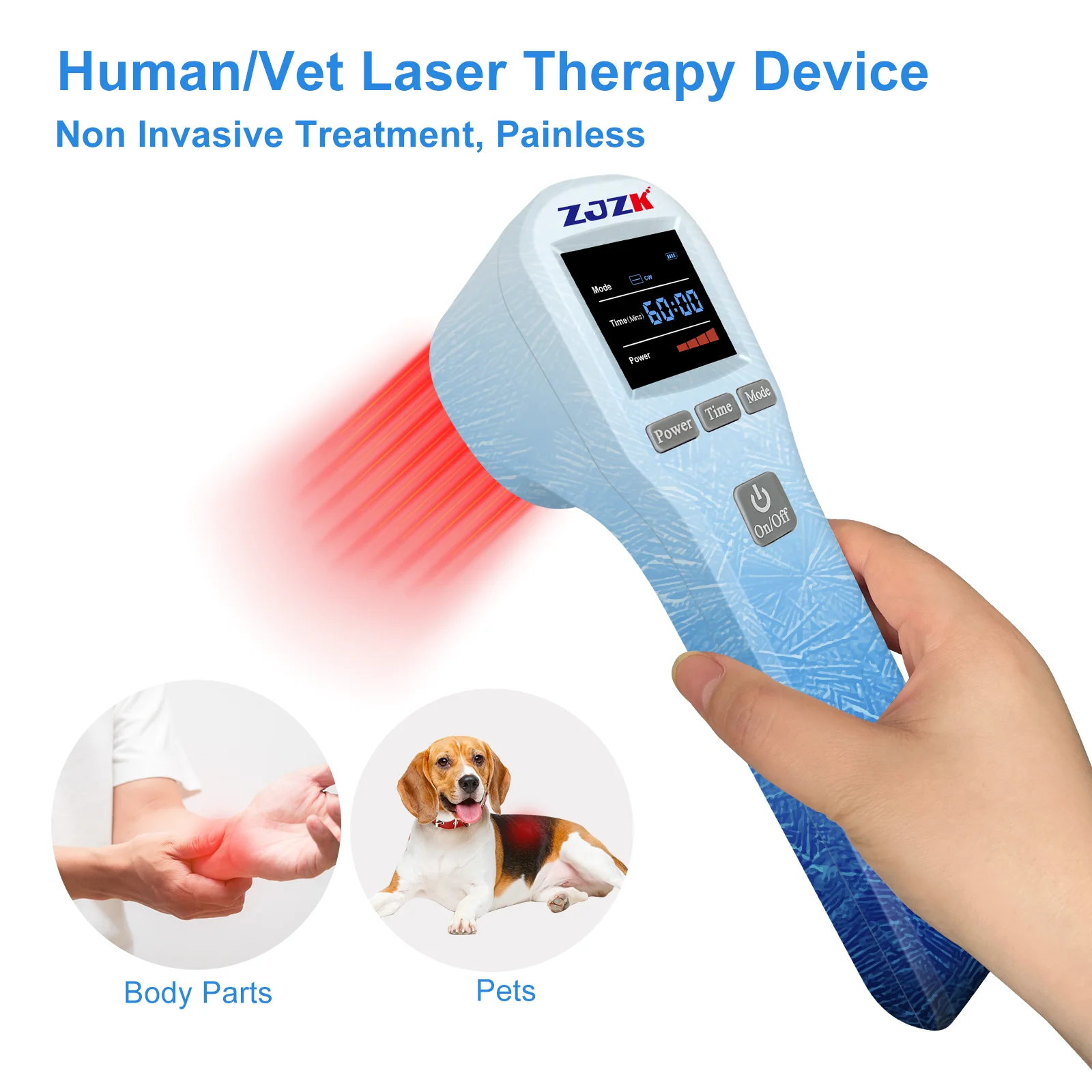 ZJZK Robotic Mls Cold Laser Therapy Pen Ltp 650nmX16Diodes+808nmX4Diodes For Sciatica Ports Injurise hip or shoulder bursitis