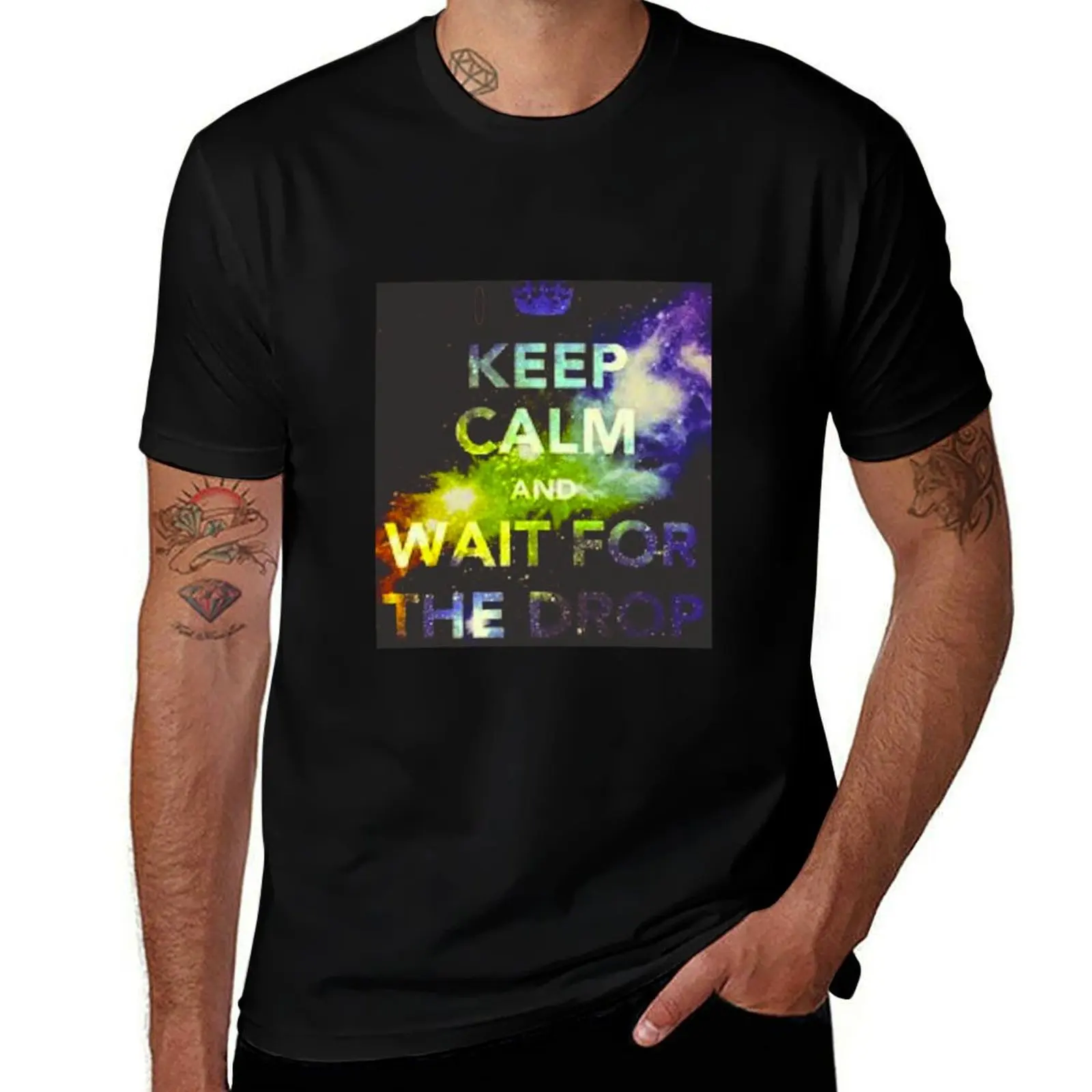 

Футболка Keep Calm and Wait For The Drop, футболки для мужчин, комплект хлопковых футболок для мужчин, хлопковая футболка