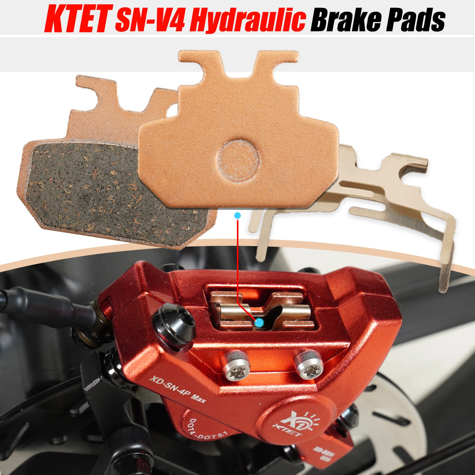 

2 Pair Metal Disc Brake Pads for XOD SN-V4 4-Piston Hydraulic Brake Calipers Ebike Scooter Mountain City Motorcycle Bicycle