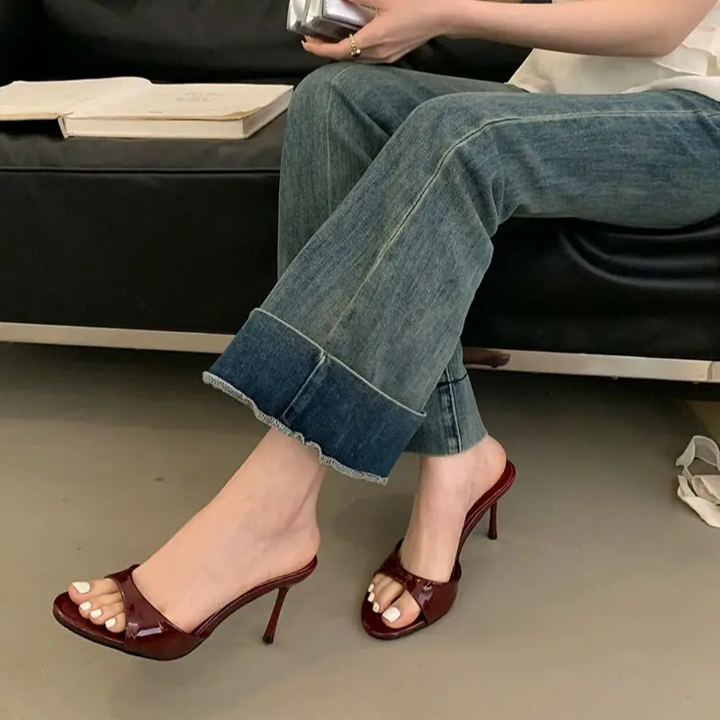 Bailamos 2024 Brand Women Slippers High Heels Sandals Sexy Pointed Open Toe Party Wedding Summer Shoes Woman Soft Outdoor Slides