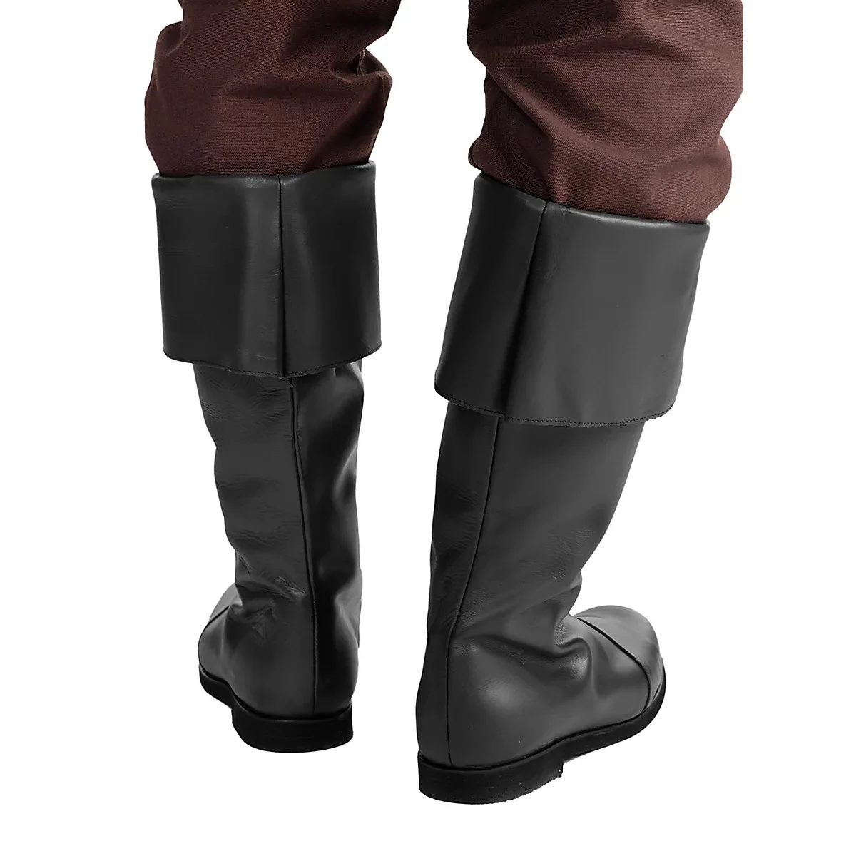 ผู้ชายหนังFauxยุคกลางรองเท้าRenaissance Gothicไวกิ้งโจรสลัดกลางลูกวัวรองเท้าบูทฮาโลวีนคอสเพลย์