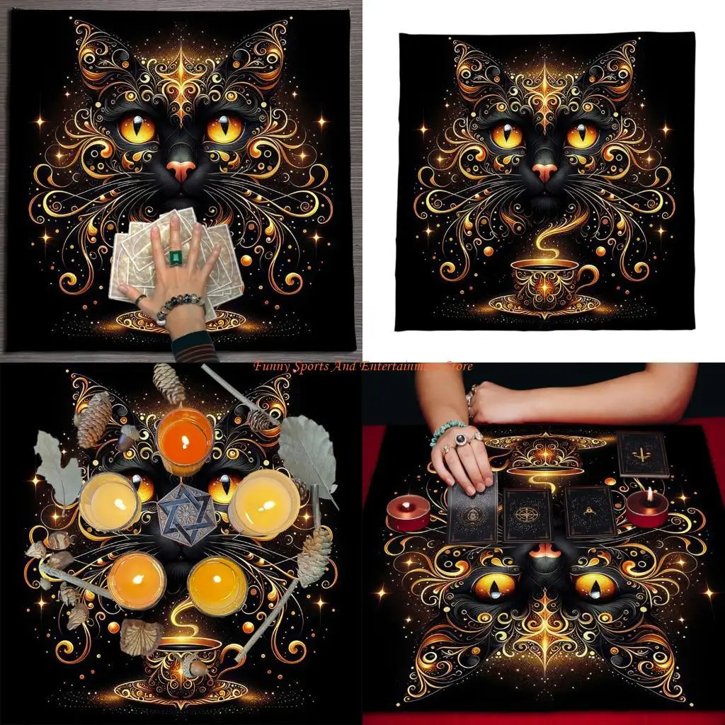 C4DE Premium Velvets Meditations Mats Features Esoterica Pattern Tarots Ritual Cloth for Spiritual Gatherings