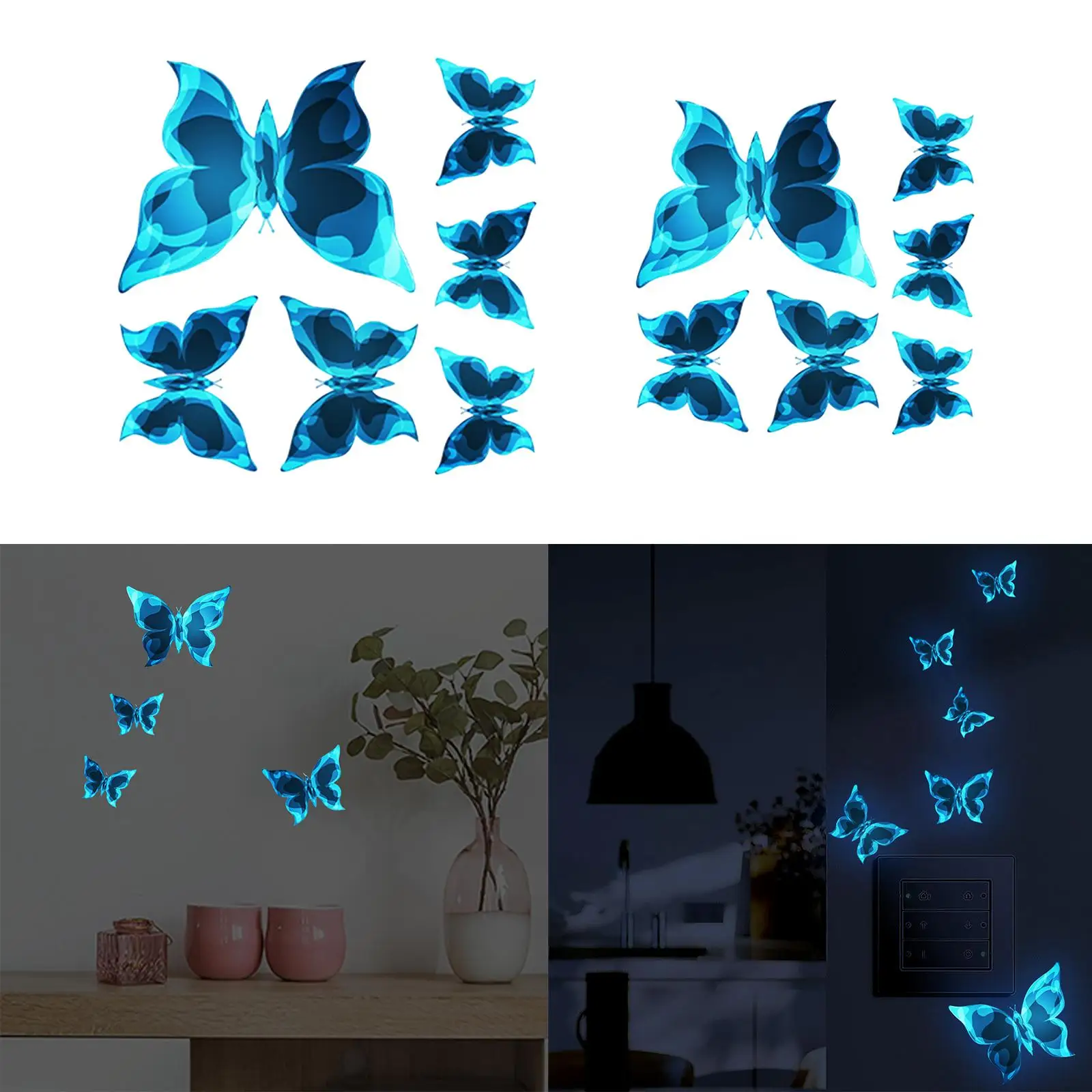 

6x Luminous Butterfly Stickers DIY Decoration for Nursery Kids Room Bedroom